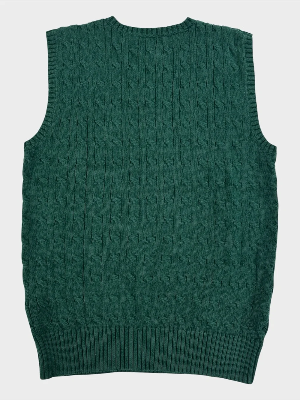 Polo Ralph Lauren Kids Forest Hunter Green Cable Knit Cotton Sweater Vest Preppy